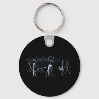 X-Ray Skeletons Midnight Stroll Black Blue Key Ring