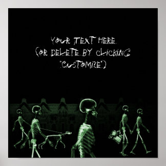 X-Ray Skeletons Midnight Stroll Black Green Poster