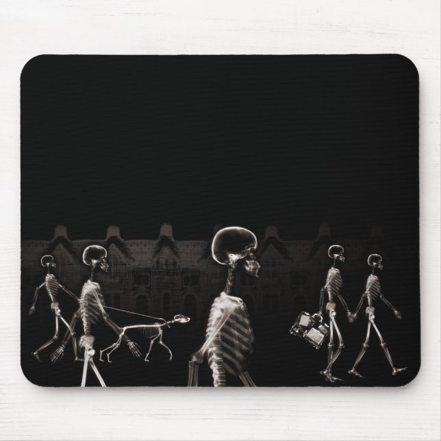 X-Ray Skeletons Midnight Stroll Black Sepia Mouse Mat (Front)