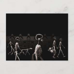 X-Ray Skeletons Midnight Stroll Black Sepia Postcard