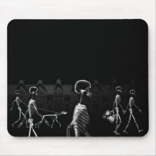 X-Ray Skeletons Midnight Stroll Black White Mouse Mat