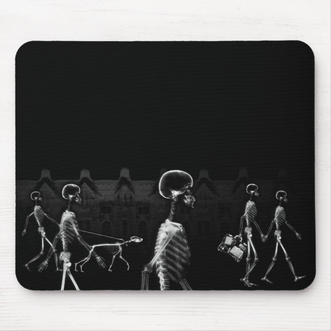 X-Ray Skeletons Midnight Stroll Black White Mouse Mat (Front)