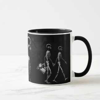 X-Ray Skeletons Midnight Stroll Black White Mug