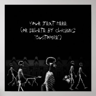 X-Ray Skeletons Midnight Stroll Black & White Poster