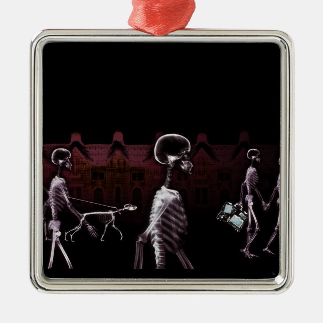 X-Ray Skeletons Midnight Stroll - Original Metal Tree Decoration (Front)