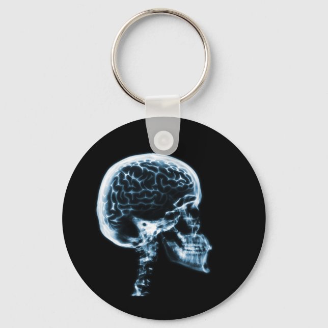 X-RAY SKULL BRAIN - BLUE KEY RING (Front)