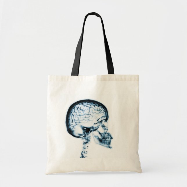X-RAY SKULL BRAIN - BLUE TOTE BAG (Front)