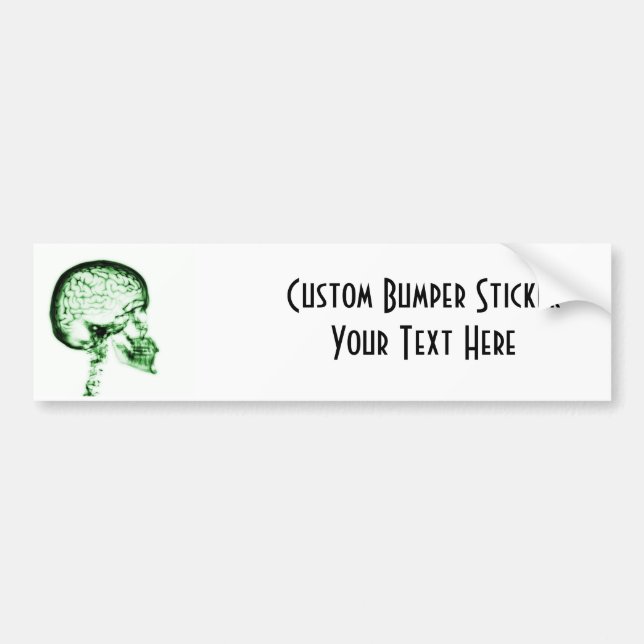 X-RAY SKULL BRAIN - GREEN BUMPER STICKER (Front)