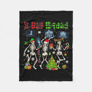 X-ray Squad Xmas Three Santa Reindeer Elf X-ray Sk Fleece Blanket