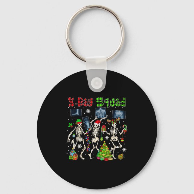 X-ray Squad Xmas Three Santa Reindeer Elf X-ray Sk Key Ring (Front)