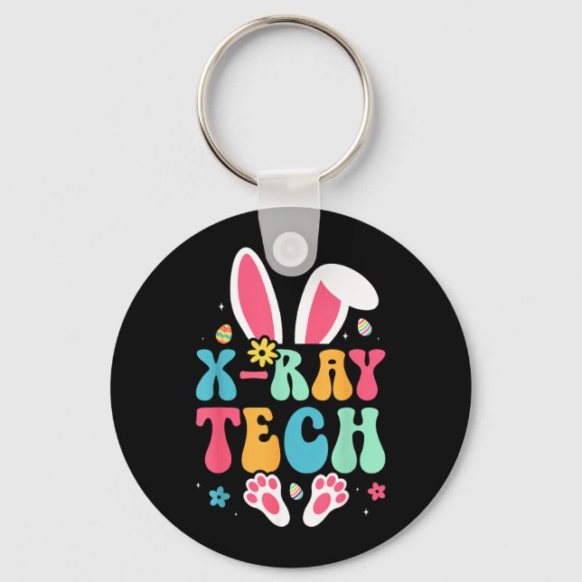 X-Ray Tech Bunny Eggs Radiology Easter Day Key Ring (Front)