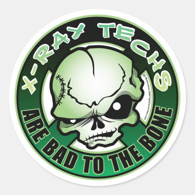 X-Ray Techs: Bad To The Bone Classic Round Sticker (Front)