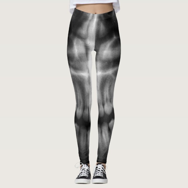 X-Ray Teeth Mouth Smile Black and White Leggings (Front)