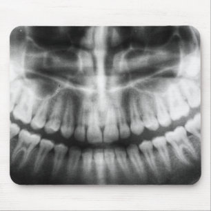 X-Ray Teeth Mouth Smile Black and White Mouse Mat