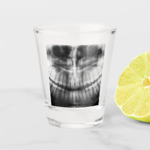 X-Ray Teeth Mouth Smile Black and White Shot Glass