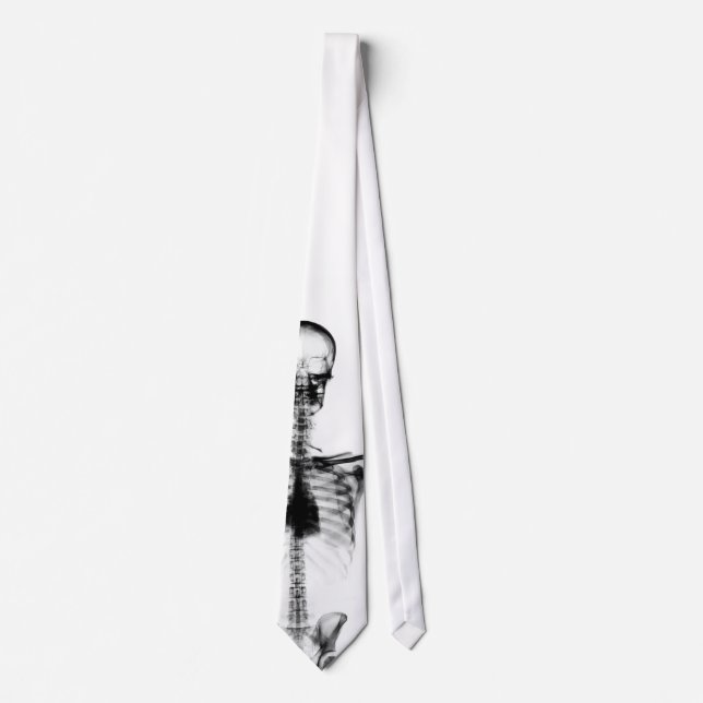 X-Ray Vision B&W Single Skeleton Neck Tie (Front)