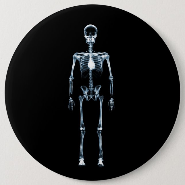 X-Ray Vision Blue Single Skeleton 6 Cm Round Badge (Front)