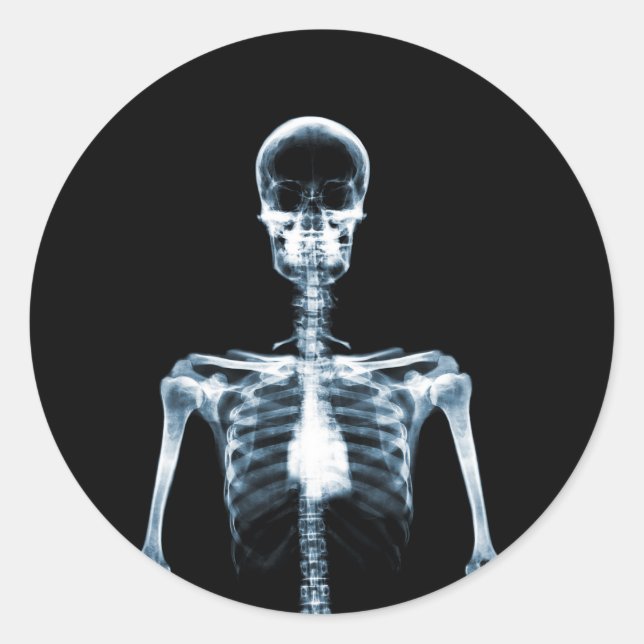 X-Ray Vision Blue Single Skeleton Classic Round Sticker (Front)