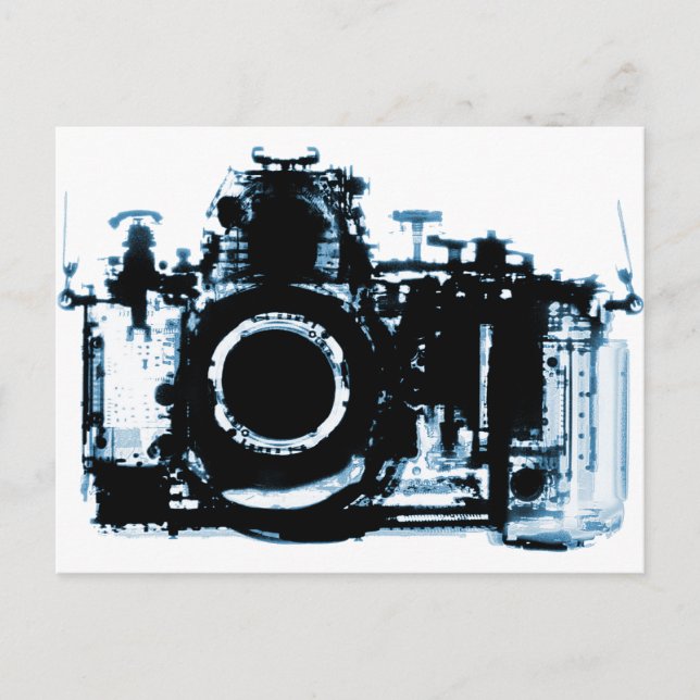 X-RAY VISION CAMERA BLACK BLUE POSTCARD (Front)