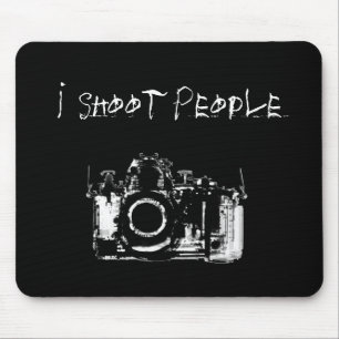 X-RAY VISION CAMERA BLACK WHITE - I Shoot People Mouse Mat