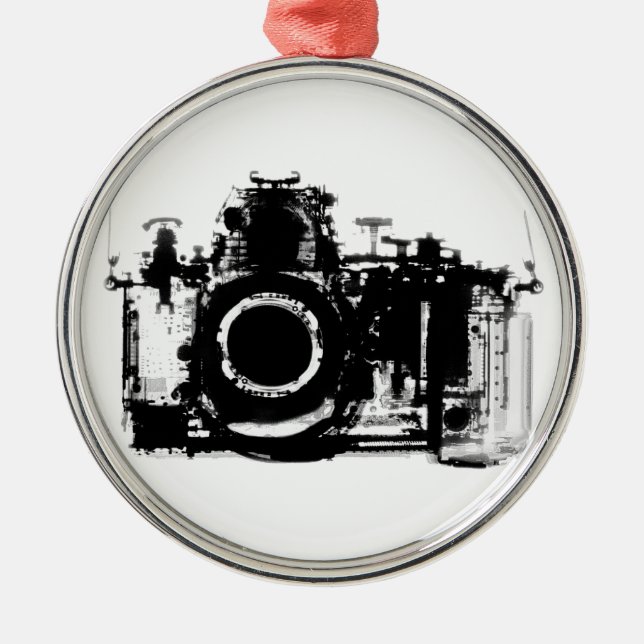 X-RAY VISION CAMERA - BLACK & WHITE METAL TREE DECORATION (Front)