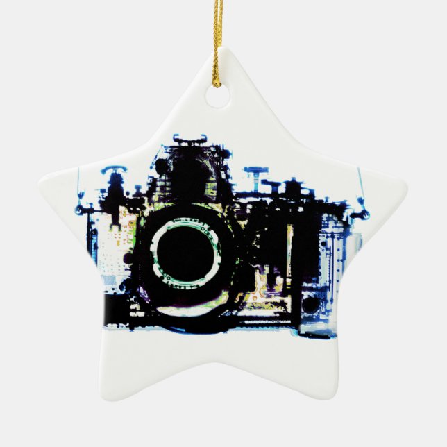 X-RAY VISION CAMERA - ORIGINAL BLUE CERAMIC TREE DECORATION (Front)