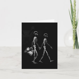 X-RAY VISION SKELETON COUPLE TRAVELING B&W CARD