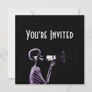 X-RAY VISION SKELETON ON MEGAPHONE - PURPLE INVITATION
