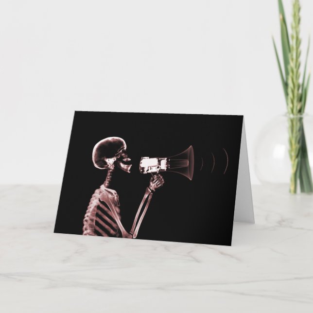 X-RAY VISION SKELETON ON MEGAPHONE - RED CARD (Front)