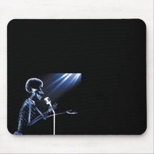 X-RAY VISION SKELETON SINGING ON RETRO MIC - BLUE MOUSE MAT
