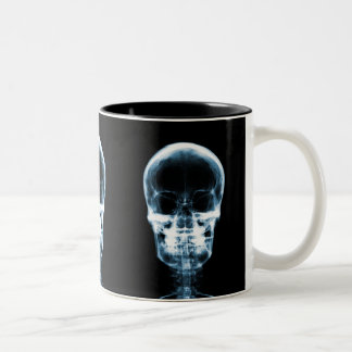 X-RAY VISION SKELETON SKULL - BLUE Two-Tone COFFEE MUG