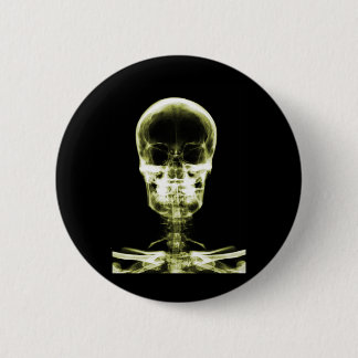 X-RAY VISION SKELETON SKULL - YELLOW 6 CM ROUND BADGE