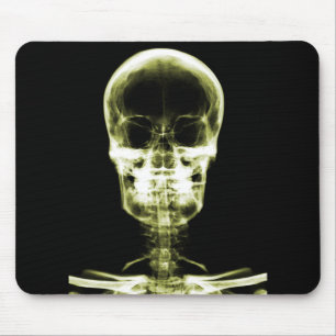X-RAY VISION SKELETON SKULL - YELLOW MOUSE MAT
