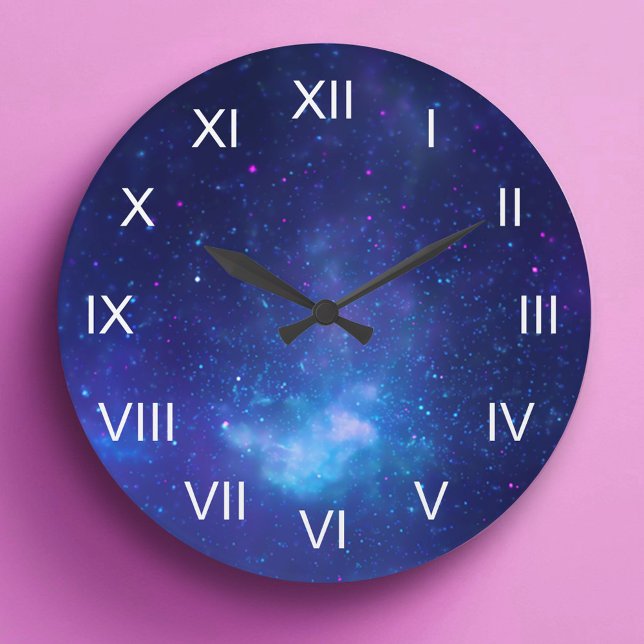 X-Rays Galactic Centre Large Clock (Deep Blue Galactic Center White Roman Numerals Large Clock)