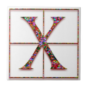 X Trajanus Red Custom Monogram Tile