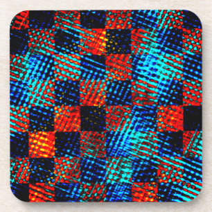 Xadrez azul, laranja, fake sujo ou manchado. coaster