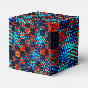 Xadrez laranja, azul, fake sujo ou manchado. favour box