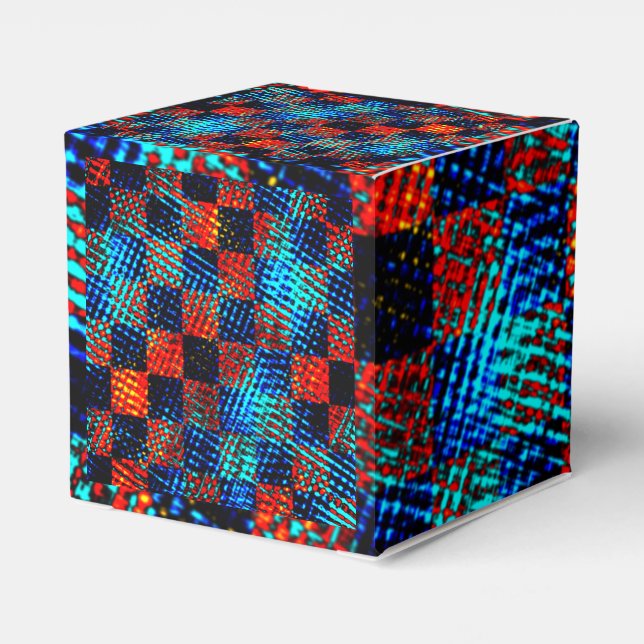 Xadrez laranja, azul, fake sujo ou manchado. favour box (Back Side)