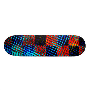 Xadrez laranja, blue, fake sujo ou stained. skateboard