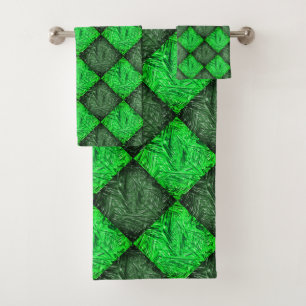 Xadrez verde falsa grama ou folhas de coqueiro. bath towel set