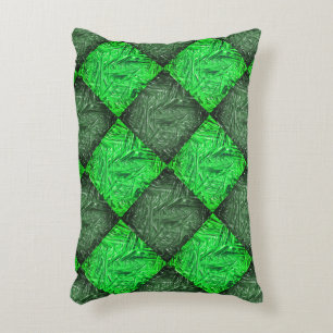 Xadrez verde falsa grama ou folhas de coqueiro. decorative cushion