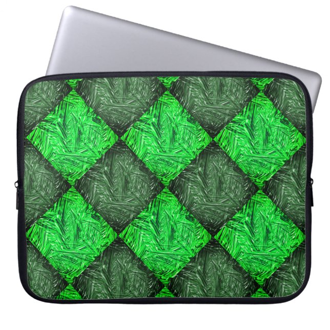 Xadrez verde falsa grama ou folhas de coqueiro. laptop sleeve (Front)