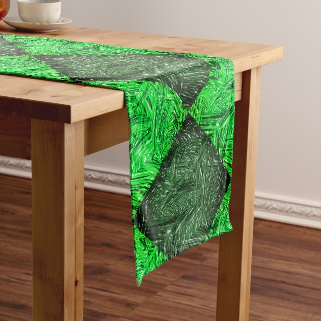 Xadrez verde falsa grama ou folhas de coqueiro. medium table runner (In Situ)