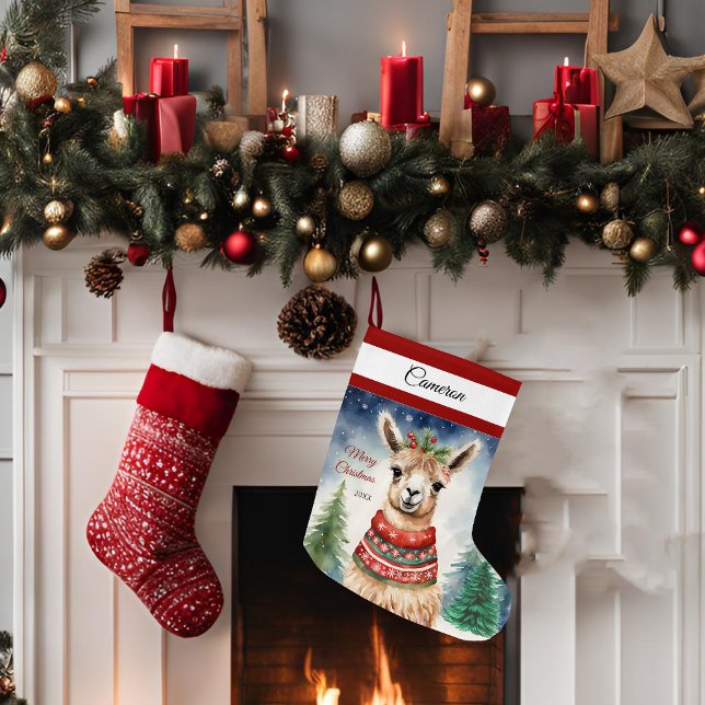 Xams Llama Personalised Large Christmas Stocking (Creator Uploaded)