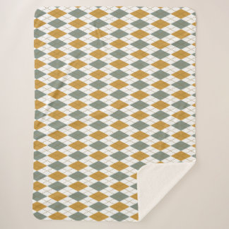Xanadu and Gold Winter Argyle Sherpa Blanket