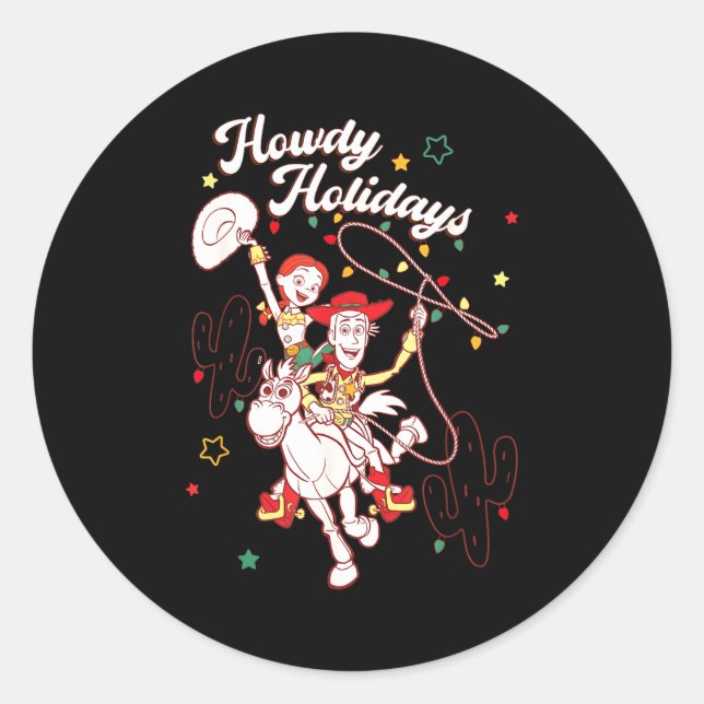 Xar Christmas Howdy Holidays Friends  Classic Round Sticker (Front)