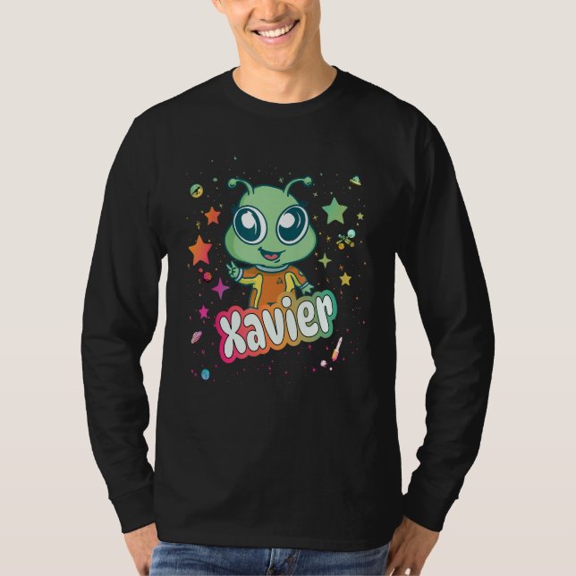 XAVIER - Cute Boy Name with cute Alien T-Shirt (Front)