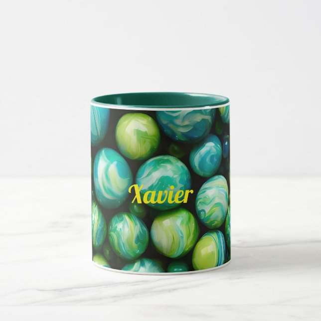 XAVIER ~ Mug personalized ~ Green Marbles ~ (Center)