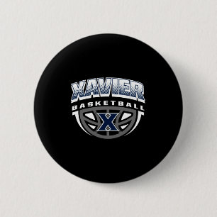 Xavier musketeers basketball dribble navy 6 cm round badge