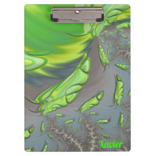XAVIER ~ Silver Gray and Green design Clipboard